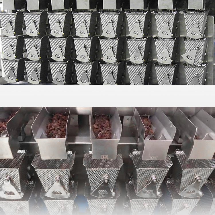 新しい粘着性がある食糧肋骨のスペアーのためのMultiheadの計重機に与える産業窪みを作られた二重ホッパーねじ