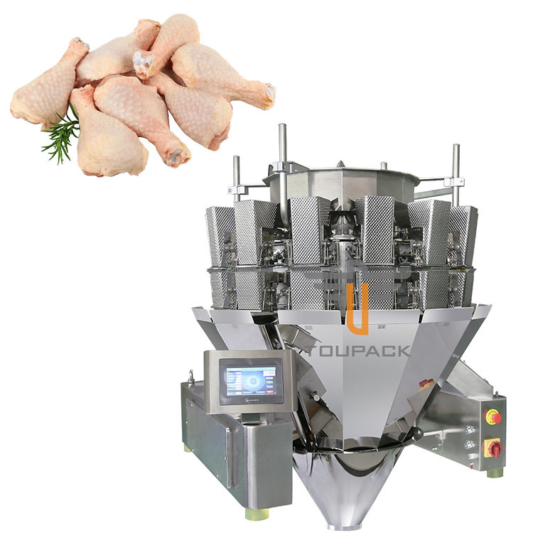 14ねじで締まる供給システムの重量を量るヘッド組合せの計重機SS 10-500gの新鮮な肉の鶏の脚の自動車
