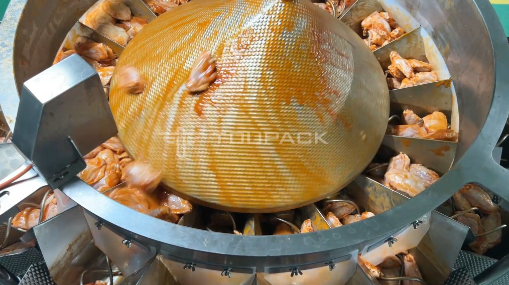 オートマティックスクリューフィッダー コンビネーション 秤 粘り強い食品 肉 漬け 鶏翼 多頭秤