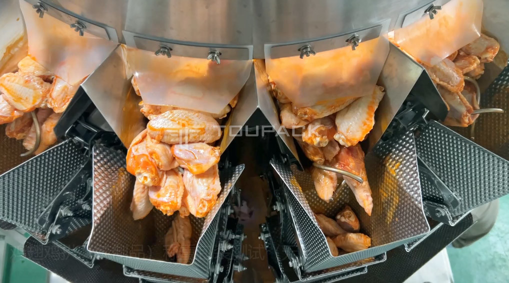 オートマティックスクリューフィッダー コンビネーション 秤 粘り強い食品 肉 漬け 鶏翼 多頭秤