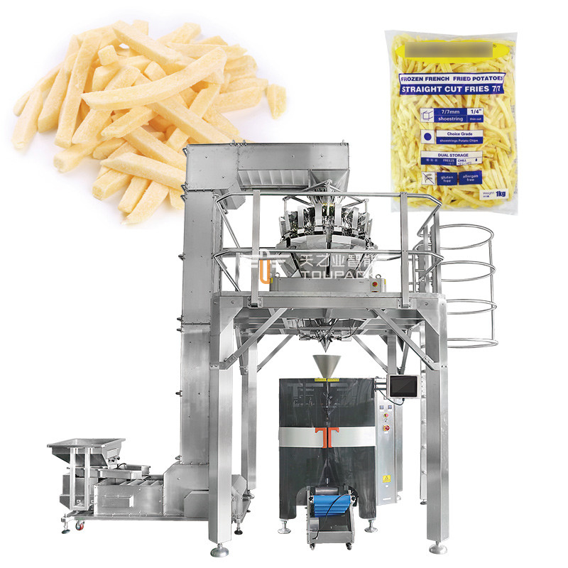 全自動多頭秤 プリメイド バッグ ドイパック 梱包機 冷凍食品 チキン ミートボール 梱包機