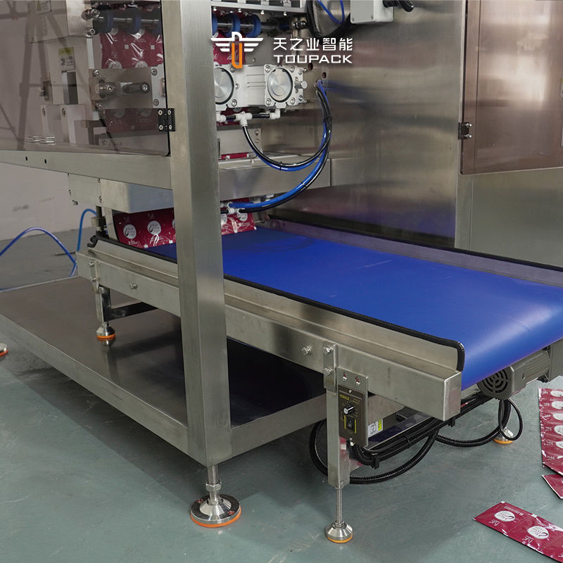 自動グルコースゲルドリンク液体不規則形状スティックサシェバッグ包装機垂直4面シールサシェトマトソース包装機