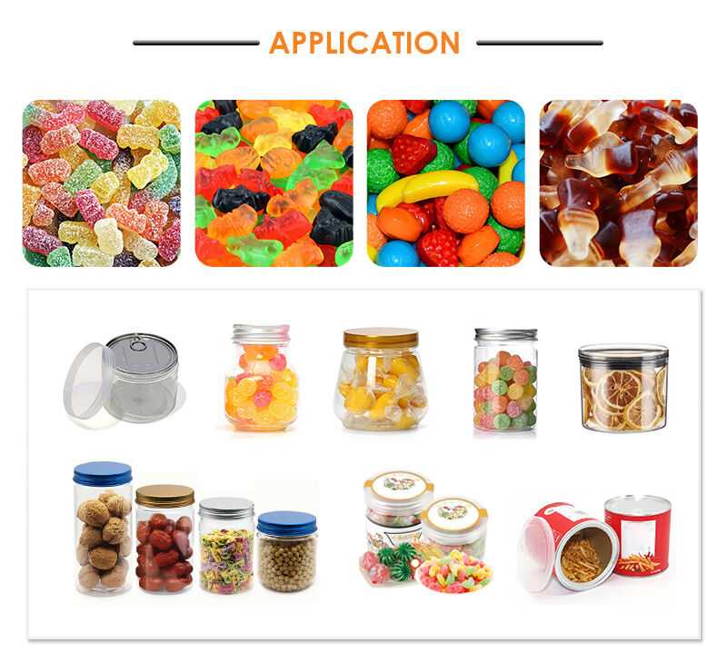 CE工場カスタマイズ可能な自動チップスキャンディ充填およびシーリング生産ライン、ジャー/ボトル/缶用スナック包装機