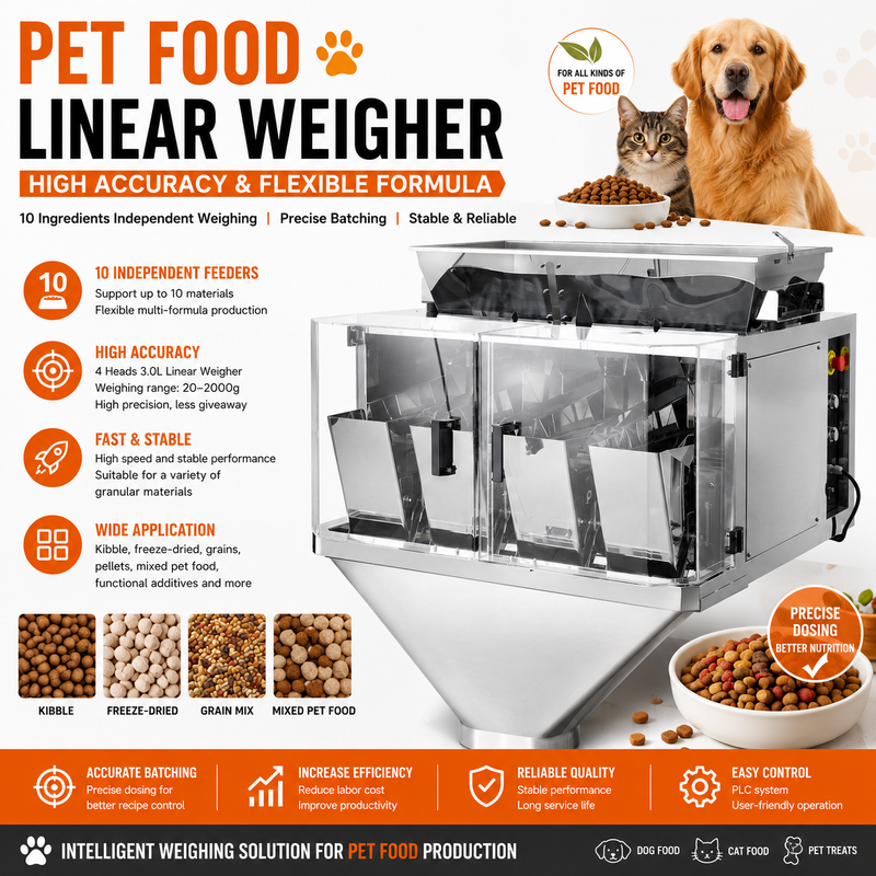 シニアペット乾燥飼料粒状材料用の自動Doyパウチ包装機マッチングリニア計量器