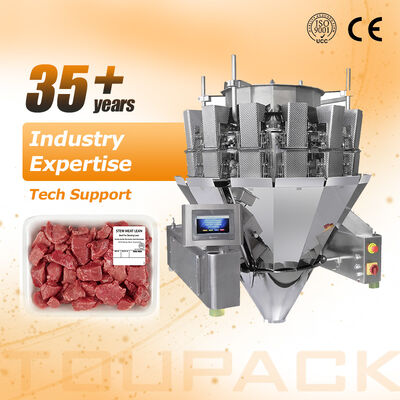 高速60bpm高精度計量自動トレイシーラー機、調理済み食品包装用全自動統合ライン